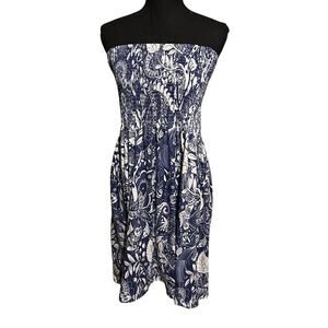 Women's XL Blue and White Paisley Swim Cover-Up Dress0